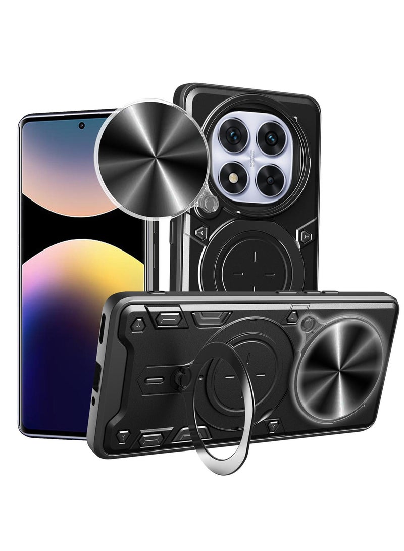 جراب حمايه مقاوم للصدمات وحمايه للكاميرا مزود بدبله معدنيه سي دي متوافق مع Redmi Note 14 Pro+ / Redmi Note 14 Pro Plus  (اسود) - Image 1