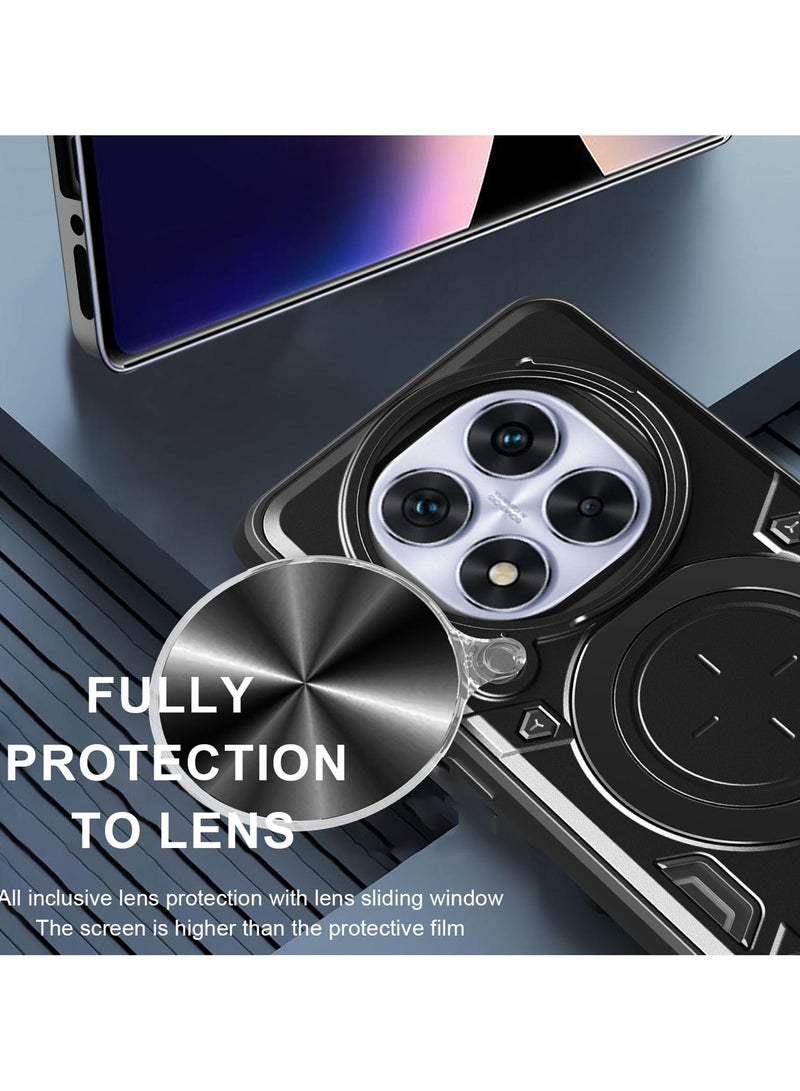 جراب حمايه مقاوم للصدمات وحمايه للكاميرا مزود بدبله معدنيه سي دي متوافق مع Redmi Note 14 Pro+ / Redmi Note 14 Pro Plus  (اسود) - Image 2