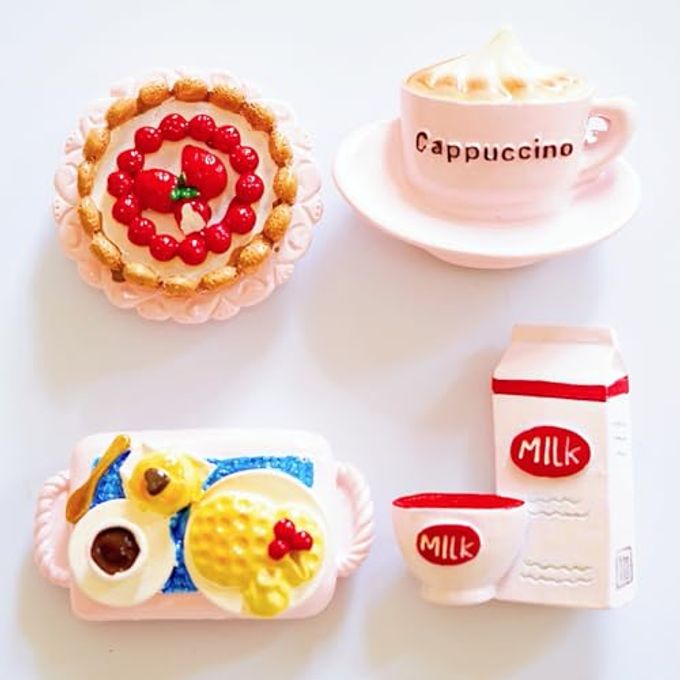 Bonilve Cute Pink Aesthetics Kitchen Refrigerator Magnets  4 Pcs Strong Magnetic Hand-Painted Decor, Eco-Resin Magnets for Fridge, Office & Classroom for Women & Pink Lovers - Image 1