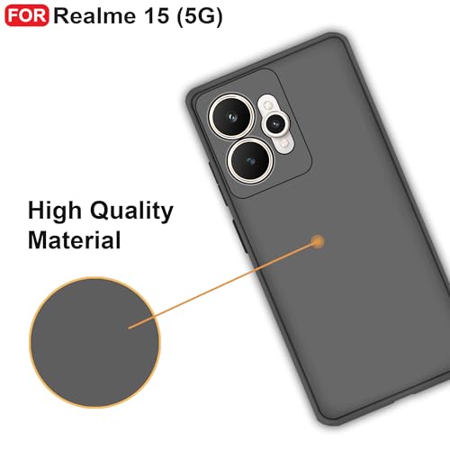 CEDO Back Cover for Realme 15 (5G) | Camera Bump Protection & Inner Velvet Fabric Lining | Ultra Slim Matte Soft Rubberised Case Cover (Black) - Image 5