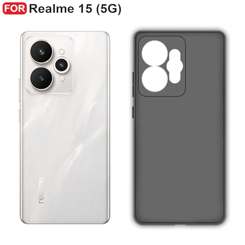 CEDO Back Cover for Realme 15 (5G) | Camera Bump Protection & Inner Velvet Fabric Lining | Ultra Slim Matte Soft Rubberised Case Cover (Black) - Image 2
