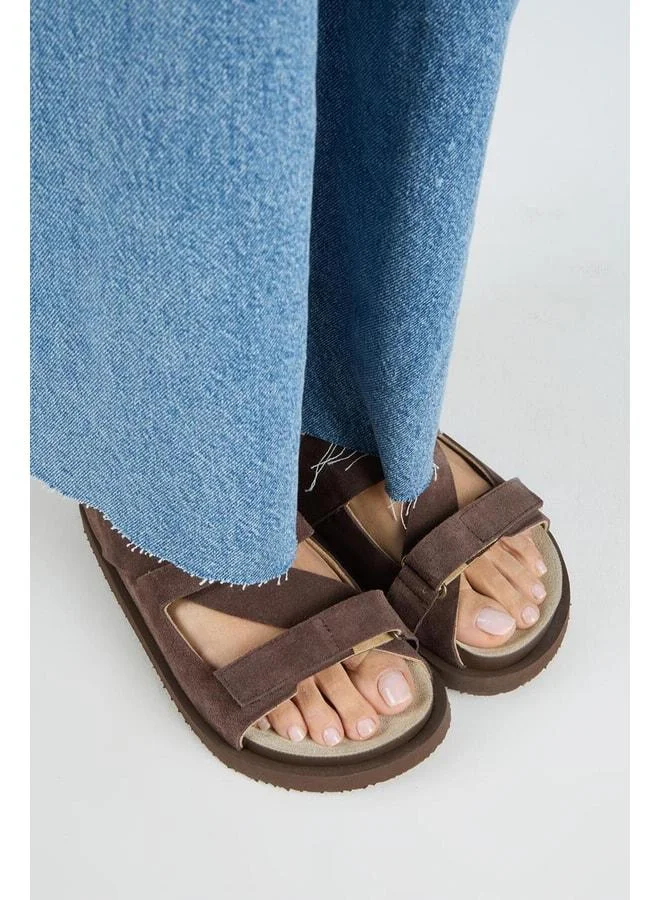 Manijero  Elifi Women's Genuine Leather Scarf strap Coffee Slippers. for Women | Best Price UAE