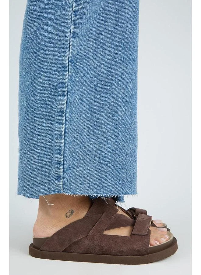 Manijero  Elifi Women's Genuine Leather Scarf strap Coffee Slippers. for Women | Best Price UAE