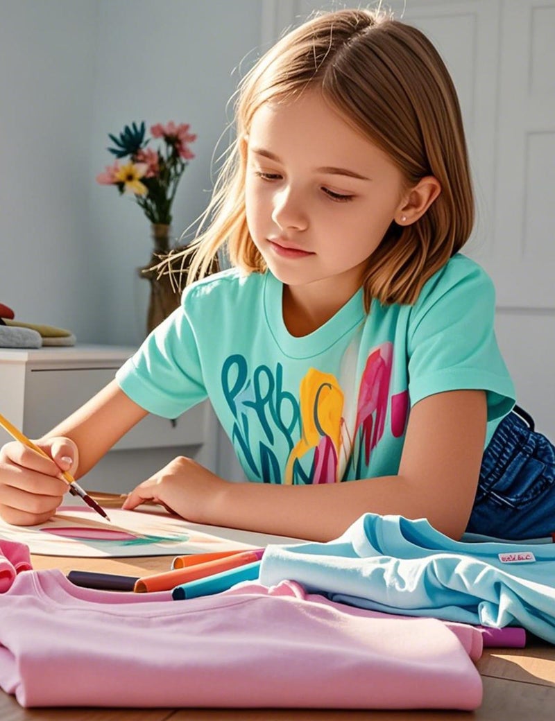 KEREDA 4 Pack Girls Short Sleeve Shirts Cotton T-Shirts Summer Basic Tees Tops Clothes for Kids Light Purple, Green, Bright Pink, White 7-8 Years - Image 3
