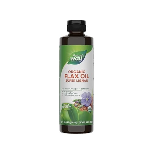 Nature's Way Organic Flax Oil Super Lignan, Omega-3, 6, 9 Fatty Acids(1), Cold-Pressed, Unrefined, Hexane Free, 16 Fl Oz (Packaging May Vary) - Image 1