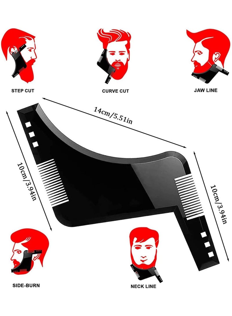 مجموعة استنسل وتشكيل اللحية الاحترافية - مشط دقيق وقالب تشذيب للشارب واللحية المتماثلة، أداة حلاقة للرجال - Image 3