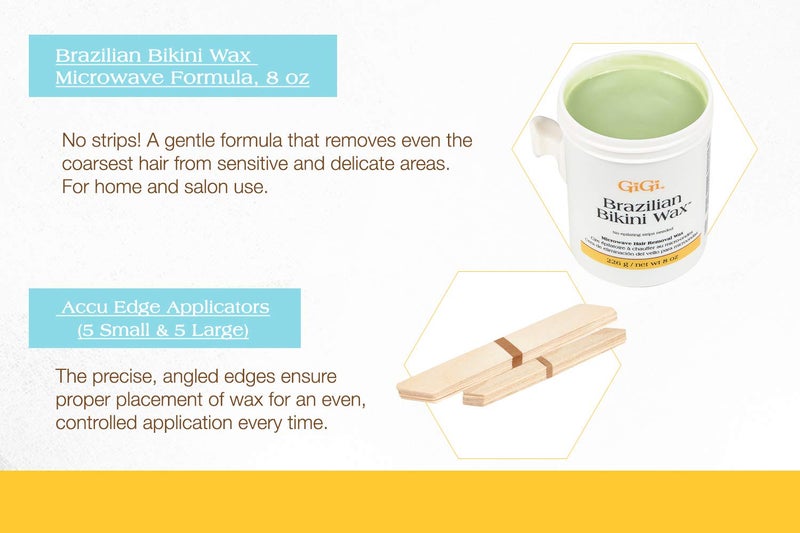 GiGi Brazilian Bikini Wax Microwave Kit - Hard Wax for Sensitive Skin, Face & Body Hair Removal, No Strips Needed, Easy At-Home Waxing Kit - Image 4