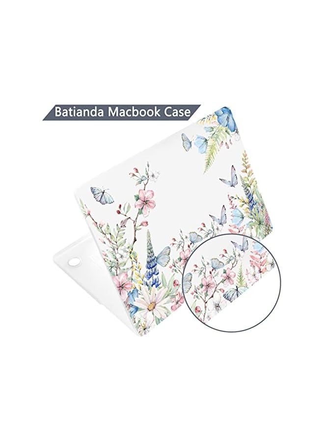 بروماس حافظة ممتازة لجهاز ماك بوك اير الجديد مقاس 15 بوصة 2023 موديل A2941 مع شريحة M2، غطاء صلب بلاستيكي واقٍ وغطاء لوحة مفاتيح وواقي شاشة، فراشة وزهرة - Image 5