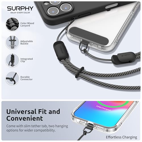 SURPHY 3 Pack Phone Wrist Strap with CellPhone Tether Tab Cellphone Lanyard Anti Theft Phone Strap with 2Color Braided Wrist Lanyard for Women and Men All Black - Image 3