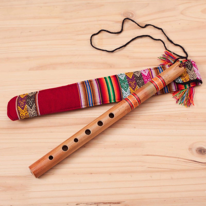 NOVICA Handcrafted Wood Andean Quena Flute with Carrying Case, 'Peace Flute' - Image 2