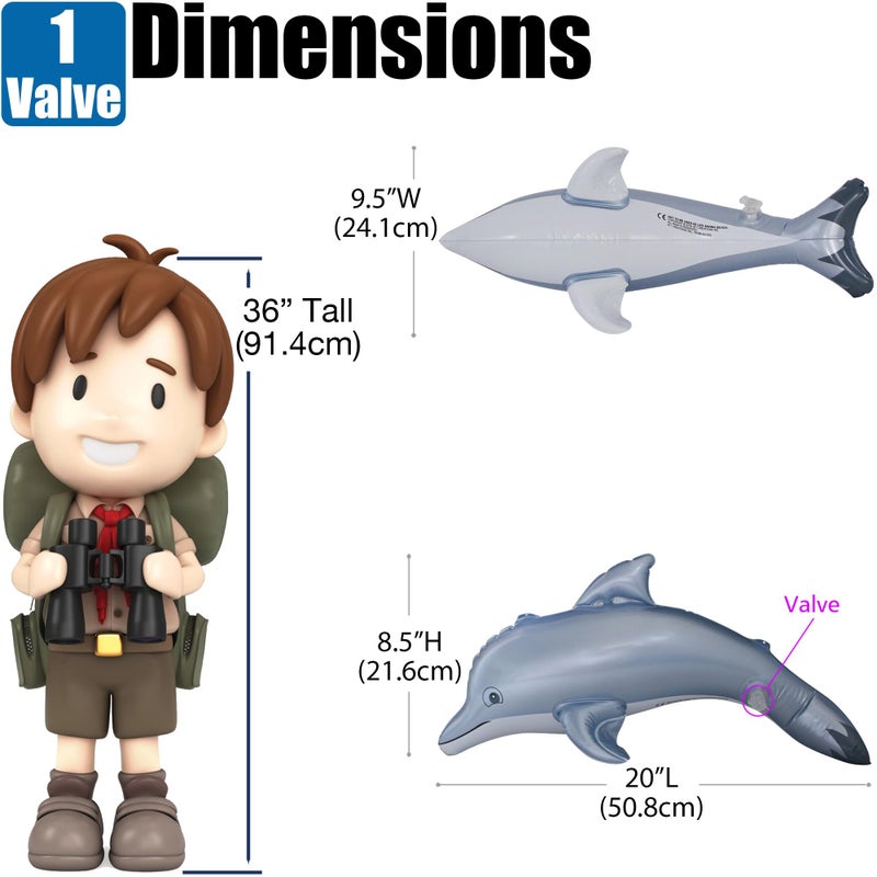 Jet Creations Inflatable Aquatic Animal Dolphin, Pack of 4, 20 inches Long Toys for Kids 3 Year and up, Decoration with Hangers (2) per Dolphin, 1 Pack - Image 2