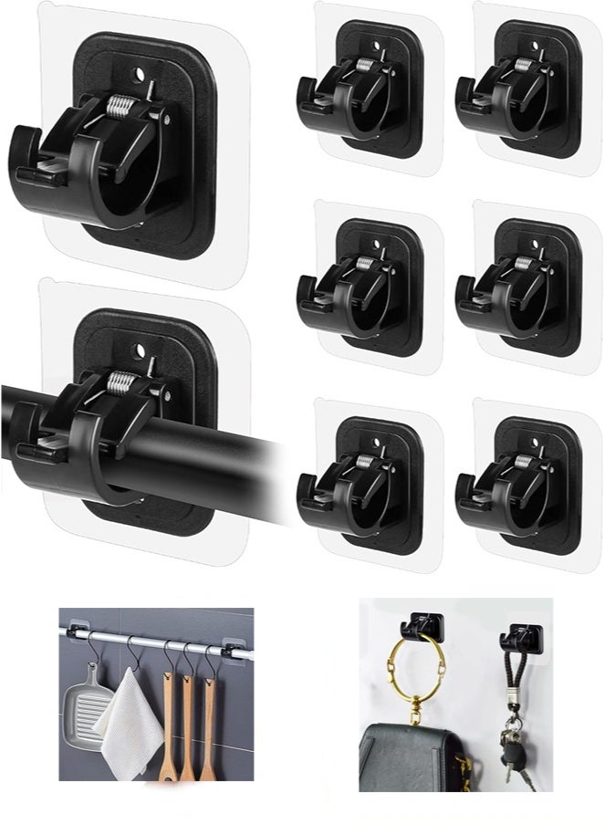 Sunspire 8PCS No Drill Curtain Rod Bracket No Drill Self Adhesive Curtain Rod Bracket Hook, Nailless Curtain Rod Hook, Convenient Crossbar Hitch Holder, Suitable for Bathroom Kitchen, Family Bathroom and Hotel Use - Image 1