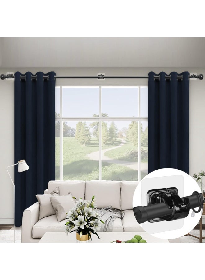 Sunspire 8PCS No Drill Curtain Rod Bracket No Drill Self Adhesive Curtain Rod Bracket Hook, Nailless Curtain Rod Hook, Convenient Crossbar Hitch Holder, Suitable for Bathroom Kitchen, Family Bathroom and Hotel Use - Image 2