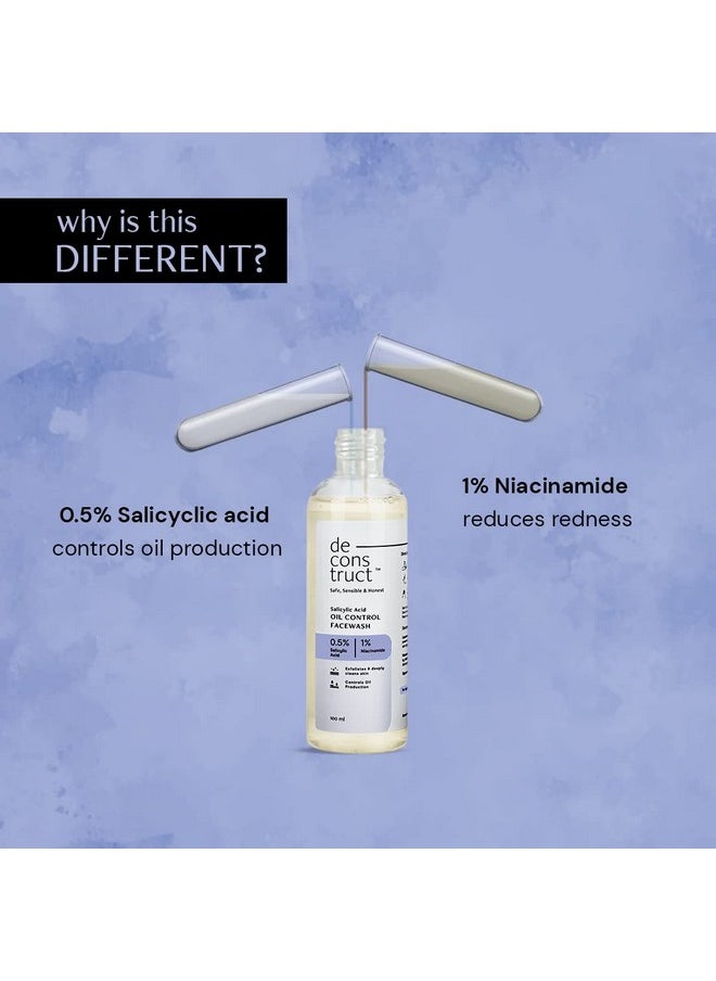 Deconstruct Deconstruct Salicylic Acid Oil Control Face Wash | 0.5% Salicylic Acid + 1% Niacinamide | For Oily, Acne & Pimple Prone Skin | Acne Reducing Face Wash | Oil Control | 100ml  - Image 2