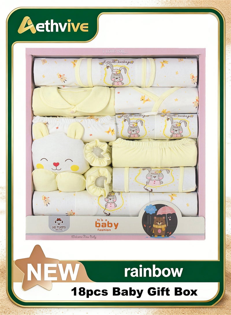 Aethvive 18pcs Baby Gift Box, Newborn Clothing Set Baby Clothes Gift Set Newborn Gift Set Newborn Outfit Set Baby Gift Box for Boys and Girls - Image 1
