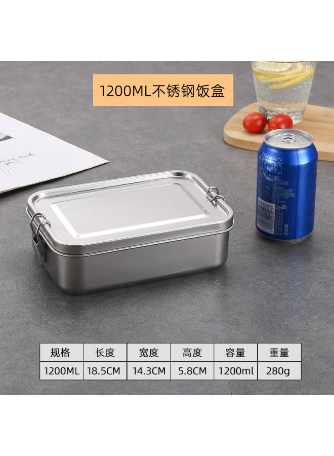 304 Square Lunch Box Large Capacity Single-layer Lunch Box With Buckle Outdoor Lunch Box Picnic Box With Lid Student Lunch Box