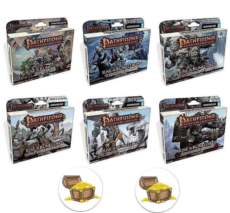 The Pathfinder School Pathfinder Bundle of All 6 Adventure Card Game Rise of The Runelords Expansion Decks Plus 2 Treasure Chest Buttons - Image 4