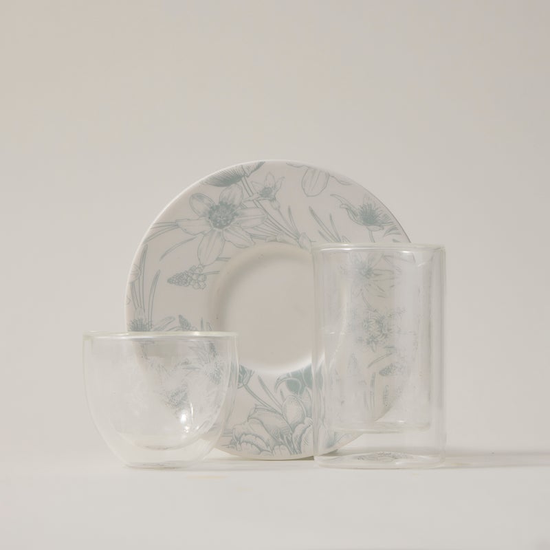 Dallaty white porcelain and glass Tea and coffee cups set 18 pcs - Image 2