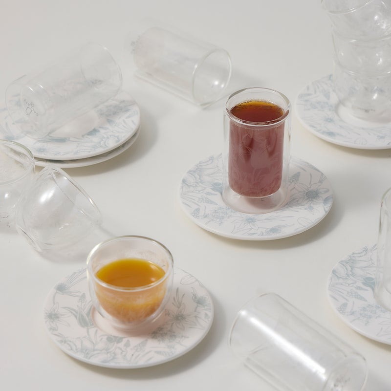 Dallaty white porcelain and glass Tea and coffee cups set 18 pcs - Image 5