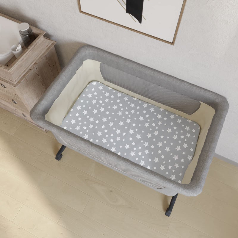 Moonsea Bassinet Sheets for Baby Boys Girls 4 Pack(33" x 20"), Compatible with AirClub, Mika Micky, Baby Delight, Dream On Me, Koola Baby, AMKE and Other Rectangle Bassinet Mattress, Grey - Image 5