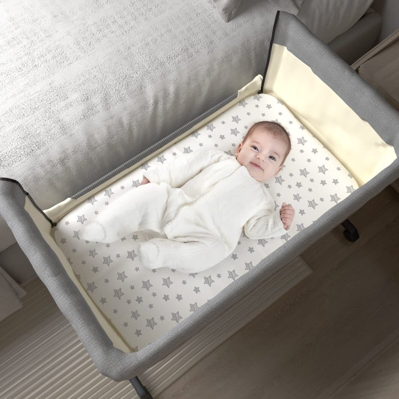 Moonsea Bassinet Sheets for Baby Boys Girls 4 Pack(33" x 20"), Compatible with AirClub, Mika Micky, Baby Delight, Dream On Me, Koola Baby, AMKE and Other Rectangle Bassinet Mattress, Grey - Image 3