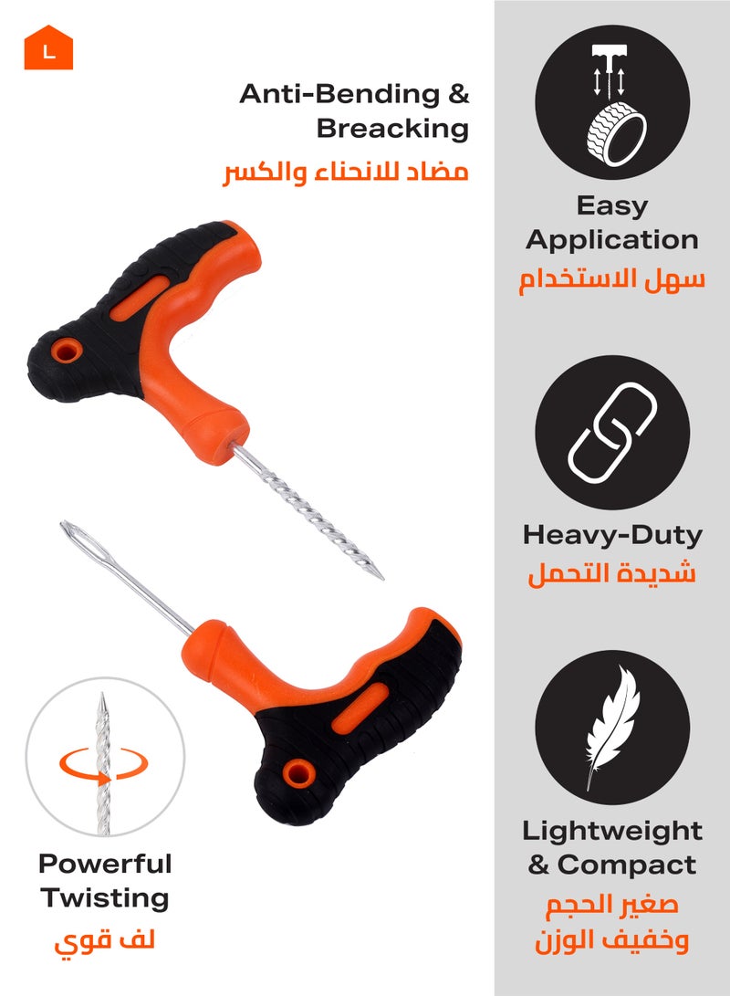 LAWAZIM Plastic Handle Angled Tire Plug Repair Tools - 2 Piece - T-Handle Tire Repair Kit with Spiral Reamer and Split Eye Insertion Tool - Ideal for Tubeless Tire Puncture Repair on Cars and Bikes - Image 4