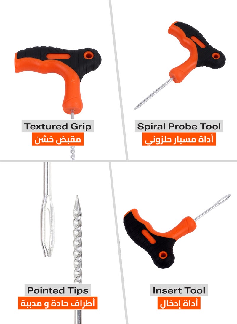 LAWAZIM Plastic Handle Angled Tire Plug Repair Tools - 2 Piece - T-Handle Tire Repair Kit with Spiral Reamer and Split Eye Insertion Tool - Ideal for Tubeless Tire Puncture Repair on Cars and Bikes - Image 3