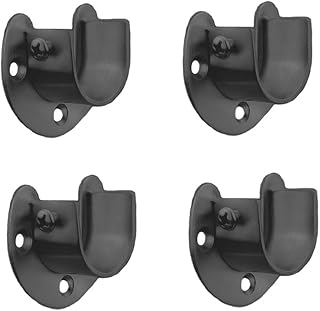 FYTRONDY FYTRONDY Black Edition Stainless Steel Wardrobe Closet Rod Bracket, U-Shaped Open Type Socket Bracket, Shower Curtain - Image 1