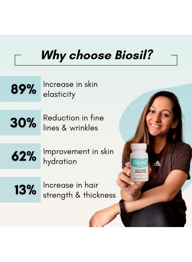 BIOSIL Biosil collagen booster for glowing, radiant skin, healthy, shiny hair/Supplement for Women & Men for Anti-Aging, fine line, wrinkles - 60 capsules - Image 4