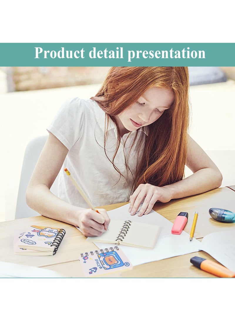 Sweet seven Mini Cute Animal Cartoon Pocket Notebook Set - Pack of 4, 3x4 Spiral Portable Notepads with Blank and Lined Paper, Including Inner Mini Journal Notepad A7 - Image 4