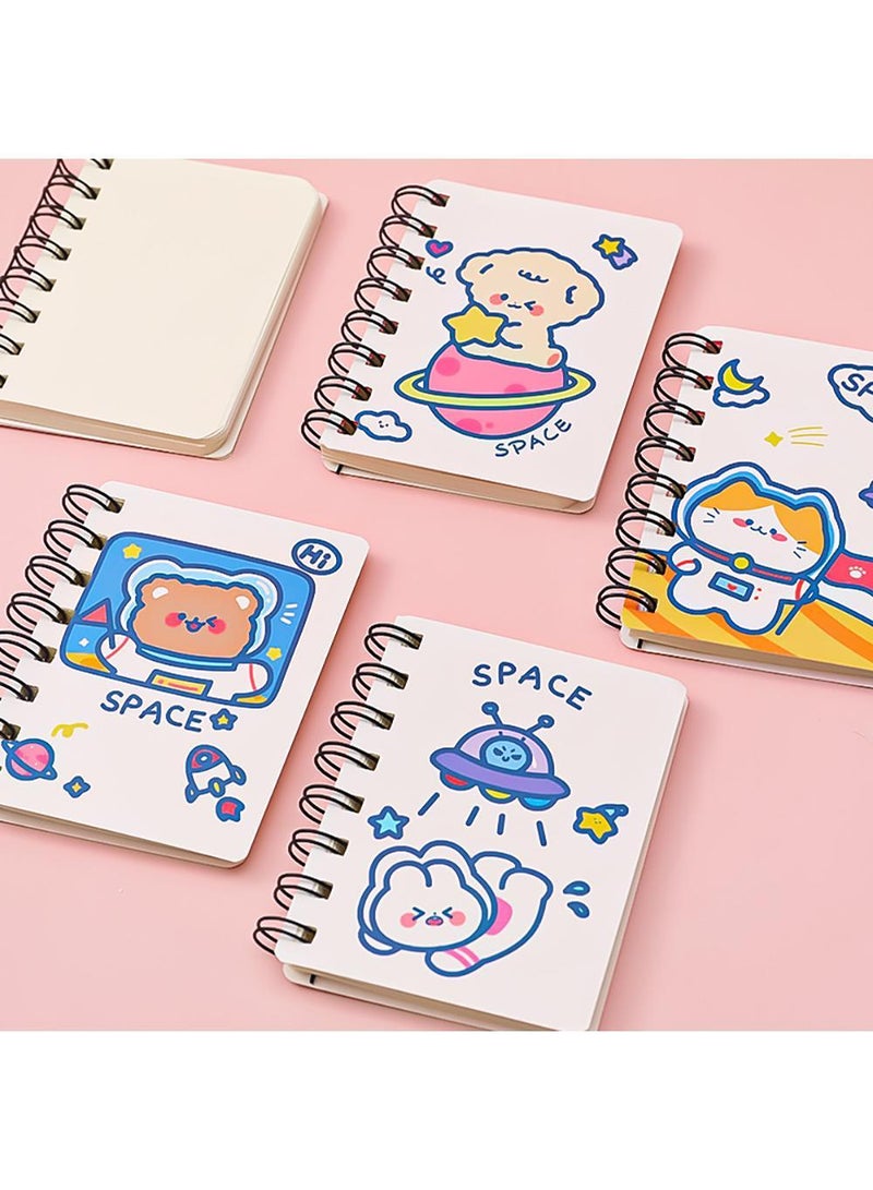 Sweet seven Mini Cute Animal Cartoon Pocket Notebook Set - Pack of 4, 3x4 Spiral Portable Notepads with Blank and Lined Paper, Including Inner Mini Journal Notepad A7 - Image 1