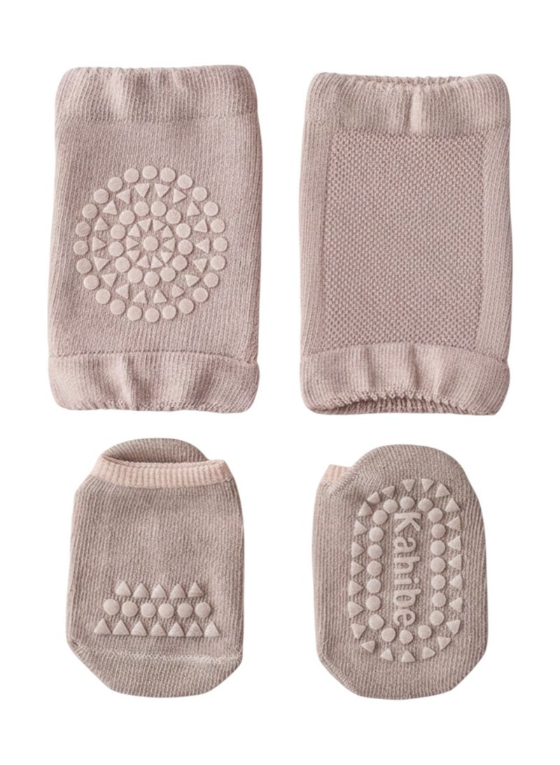 Bambimici 2-Piece Baby Knee Protective Knee Pad Set Beige Dark - Image 1