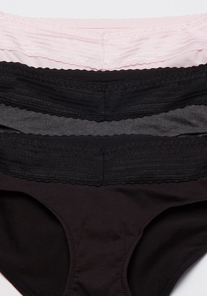 Warner's womens Blissful Benefits No Muffin 3 Pack Hipster Panties, Black/Pale Pink/Dark Gray Heather, Large US - Image 4