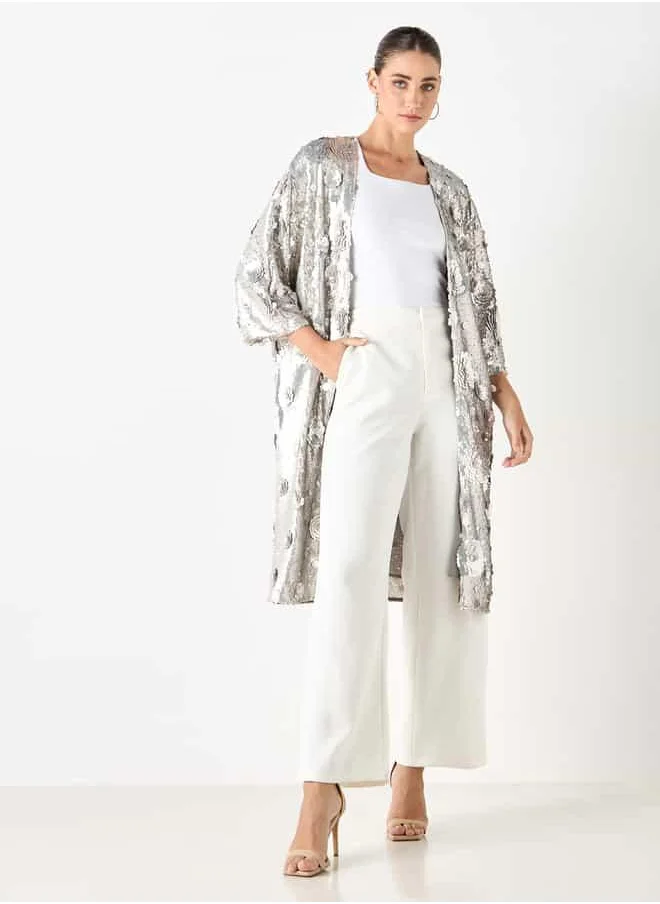 Iconic Iconic Sequin Embellished Open Front Shrug