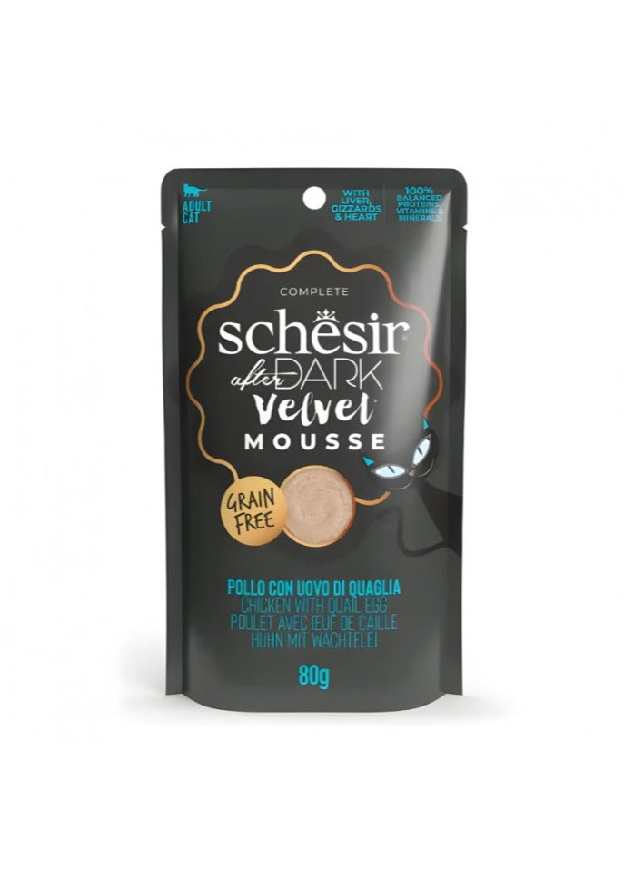 Schesir Pack of 12PC After Dark Velvet Mousse For Cat - Chicken With Quile Egg 80g - Image 2