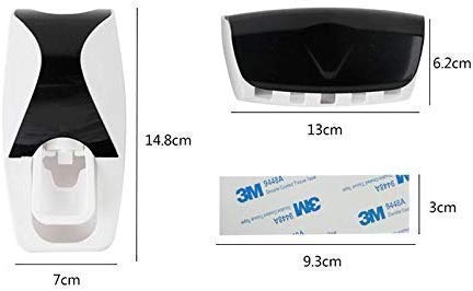 Plenteous موزع معجون الأسنان الأوتوماتيكي البلاستيكي الوفير مع حامل فرشاة الأسنان مثبت على الحائط مع ضغط قابل للفصل 5 فتحات (متعدد الألوان) - Image 3