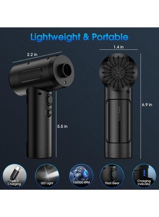 Compressed Air Duster, 100000 RPM Handheld Car Vacuum, Air Blower Pump, 3 Gear Adjustable Electric Air Duster, Car Vacuum Cleaner, Keyboard Duster with LED Light - view 2