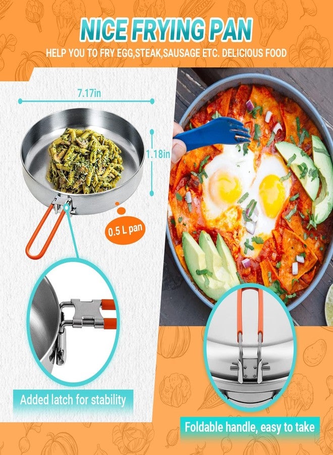 كينغ كامب طقم أدوات طهي للتخييم من الفولاذ المقاوم للصدأ من كينج كامب، 17/25 قطعة، طقم أدوات طهي للتخييم والرحلات والتخييم والنزهات، خفيف الوزن، أواني ومقالي - Image 3