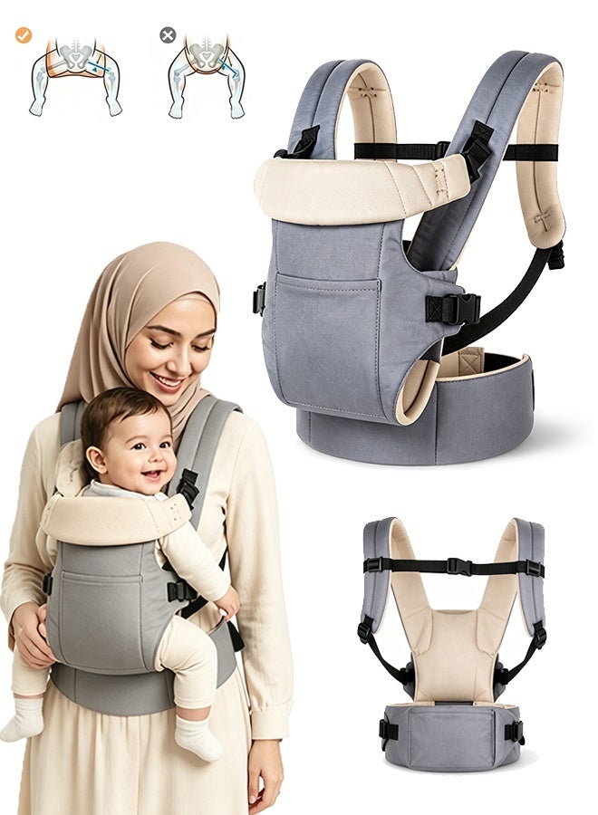 GD Adjustable Baby Carrier with Pocket Multifunction Baby Strap Waist with Foldable Head Support - Multi-Position Front & Back Infant Cozy Newborn Wraps Carrier, Ergonomic Stool Hip Seat Baby Carrier for Newborn to Infants up to 15kg Toddlers (0-24 months baby) - Image 1