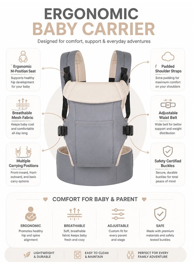 GD Adjustable Baby Carrier with Pocket Multifunction Baby Strap Waist with Foldable Head Support - Multi-Position Front & Back Infant Cozy Newborn Wraps Carrier, Ergonomic Stool Hip Seat Baby Carrier for Newborn to Infants up to 15kg Toddlers (0-24 months baby) - Image 5