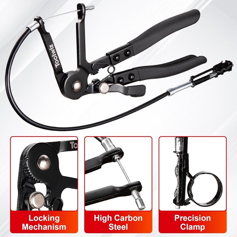 Toolwiz 3 Pcs Hose Clamp Pliers, Hose Clamp Tool Includes 27" Long Reach Wire Spring Hose Clamp Plier, Angled Spring Clamp Pliers, Flat Band Hose Clamp Plier for Ring-Type or Flat-Band Hose Clamp - Image 4