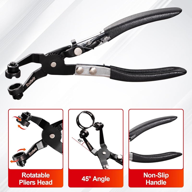 Toolwiz 3 Pcs Hose Clamp Pliers, Hose Clamp Tool Includes 27" Long Reach Wire Spring Hose Clamp Plier, Angled Spring Clamp Pliers, Flat Band Hose Clamp Plier for Ring-Type or Flat-Band Hose Clamp - Image 5