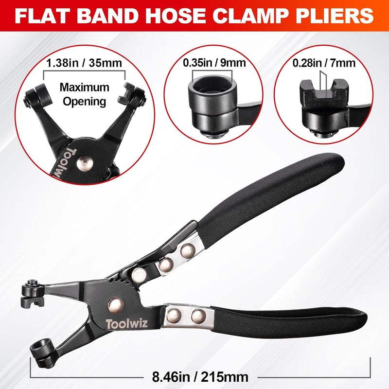 Toolwiz 3 Pcs Hose Clamp Pliers, Hose Clamp Tool Includes 27" Long Reach Wire Spring Hose Clamp Plier, Angled Spring Clamp Pliers, Flat Band Hose Clamp Plier for Ring-Type or Flat-Band Hose Clamp - Image 3