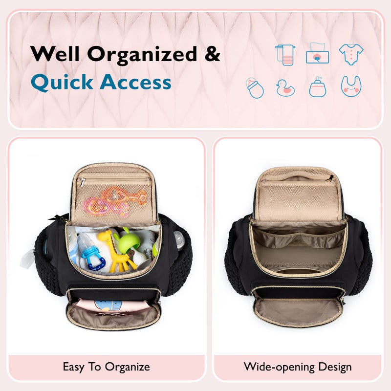 mommore Diaper Bag Small Diaper Backpack Stylish Baby Backpacks Travel Mini Maternity Bags with Insulated Pockets, Changing Pad, Stroller Straps - Image 3