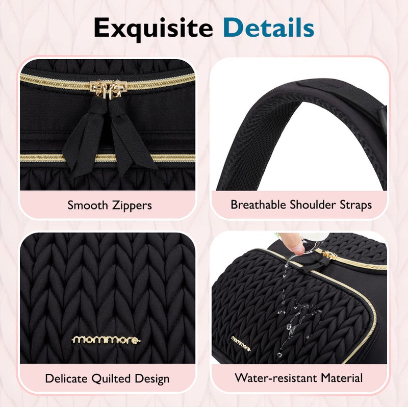 mommore Diaper Bag Small Diaper Backpack Stylish Baby Backpacks Travel Mini Maternity Bags with Insulated Pockets, Changing Pad, Stroller Straps - Image 5