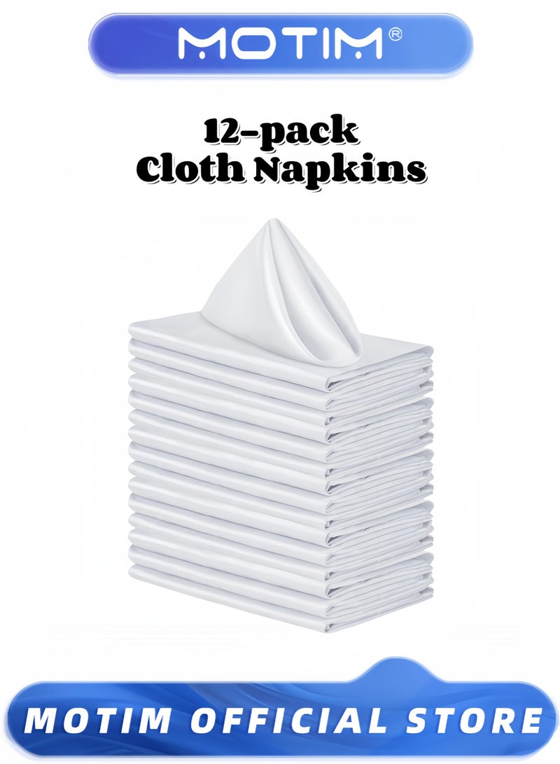 Motim 12-pack Cloth Napkins Premium Quality Cotton Washable Polyester Oversized Cloth Dinner Table Napkins - Image 1