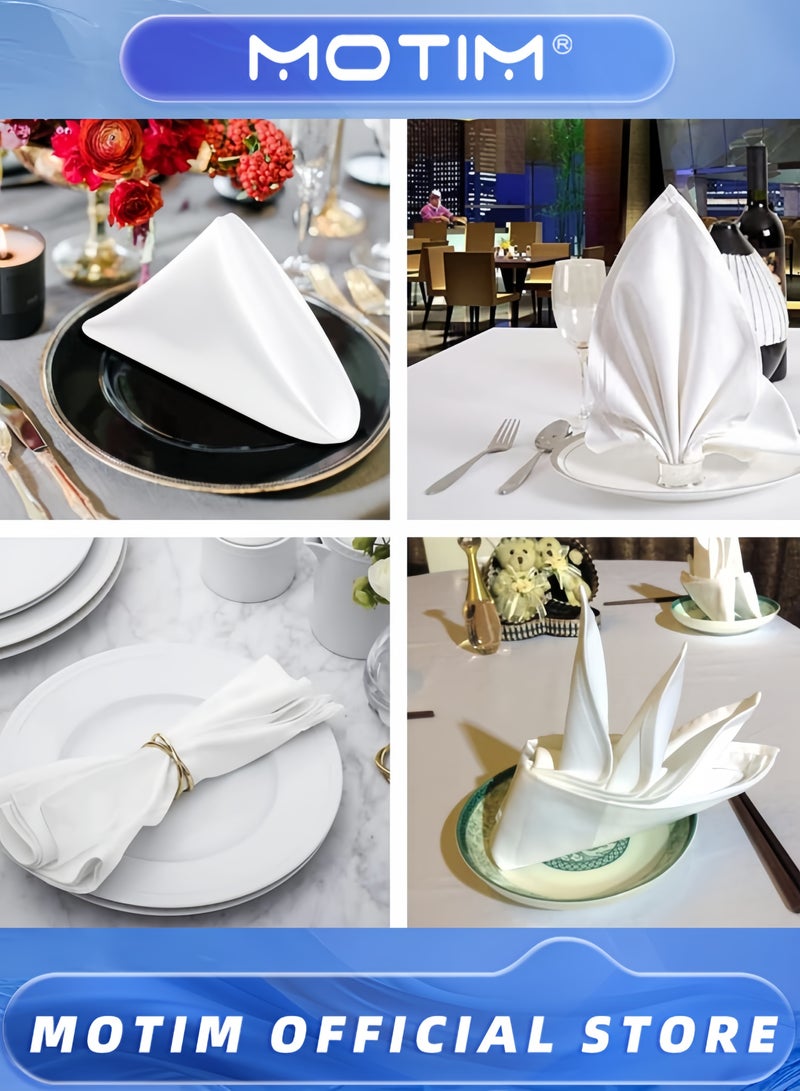 Motim 12-pack Cloth Napkins Premium Quality Cotton Washable Polyester Oversized Cloth Dinner Table Napkins - Image 4