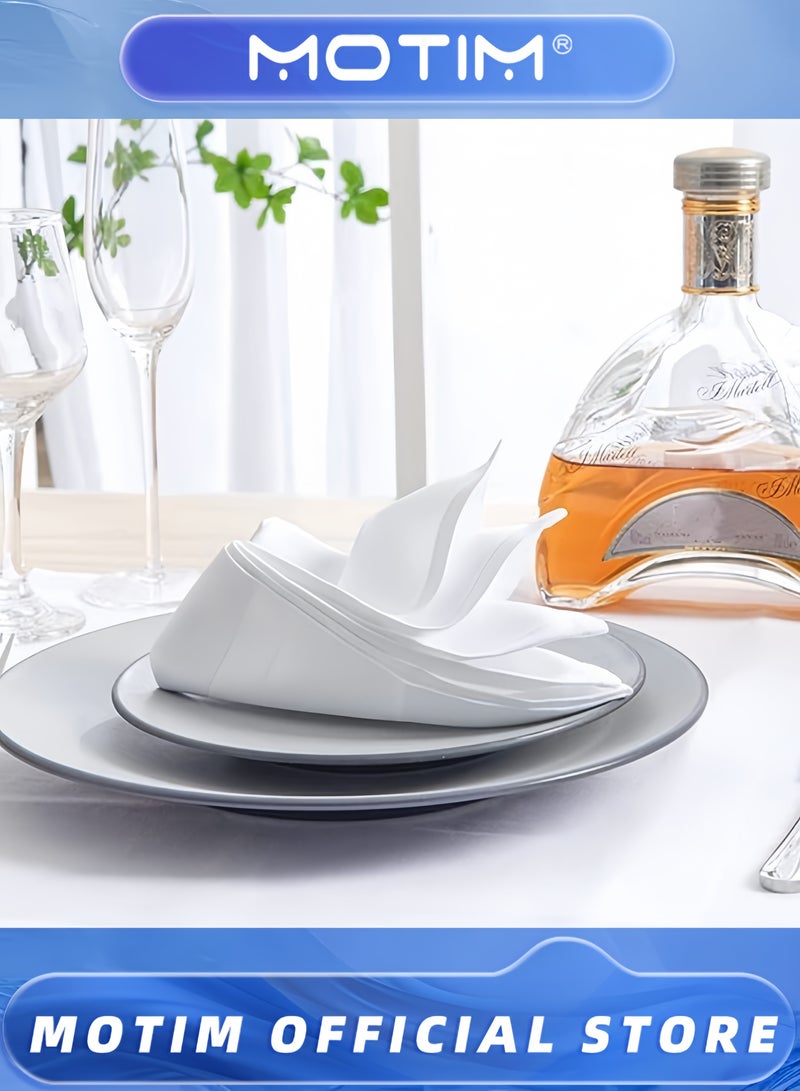 Motim 12-pack Cloth Napkins Premium Quality Cotton Washable Polyester Oversized Cloth Dinner Table Napkins - Image 3