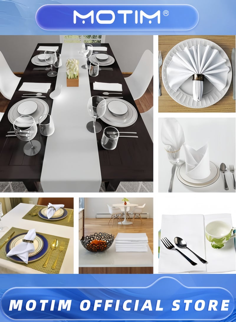 Motim 12-pack Cloth Napkins Premium Quality Cotton Washable Polyester Oversized Cloth Dinner Table Napkins - Image 5