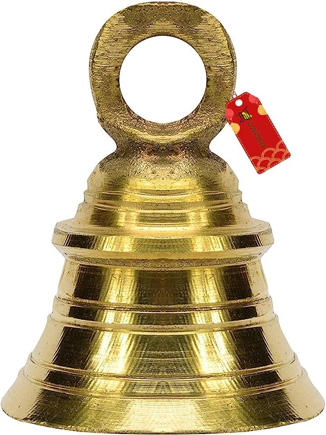 UAPAN Brass Hanging Bell for Festival Home Decoration with J hock 2 Inch Pack of 6 - Image 2